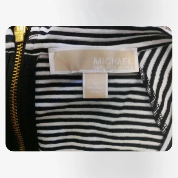 Michael Kors  Striped Black White Shirt Mini Dress Size Large - Picture 8 of 10
